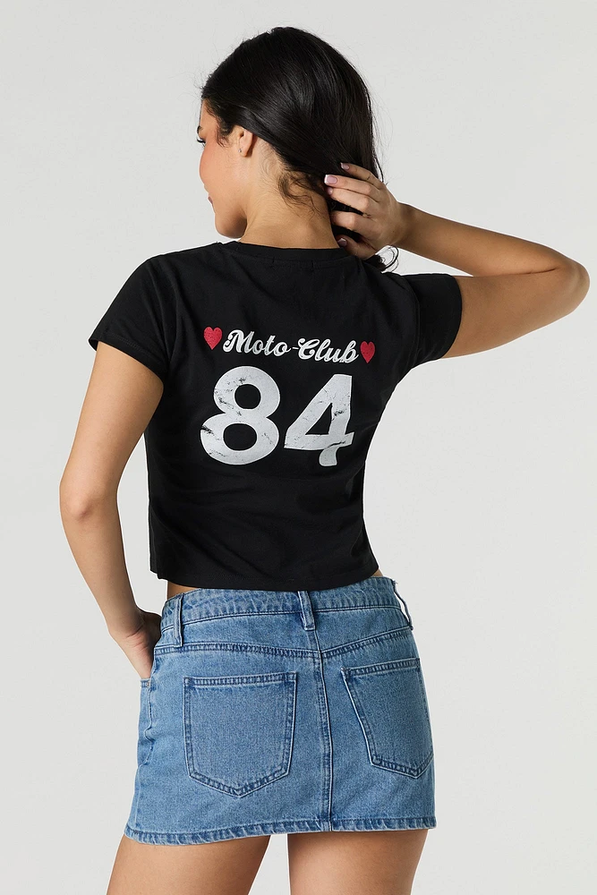 T-shirt court avec motif brodé Wild Hearts