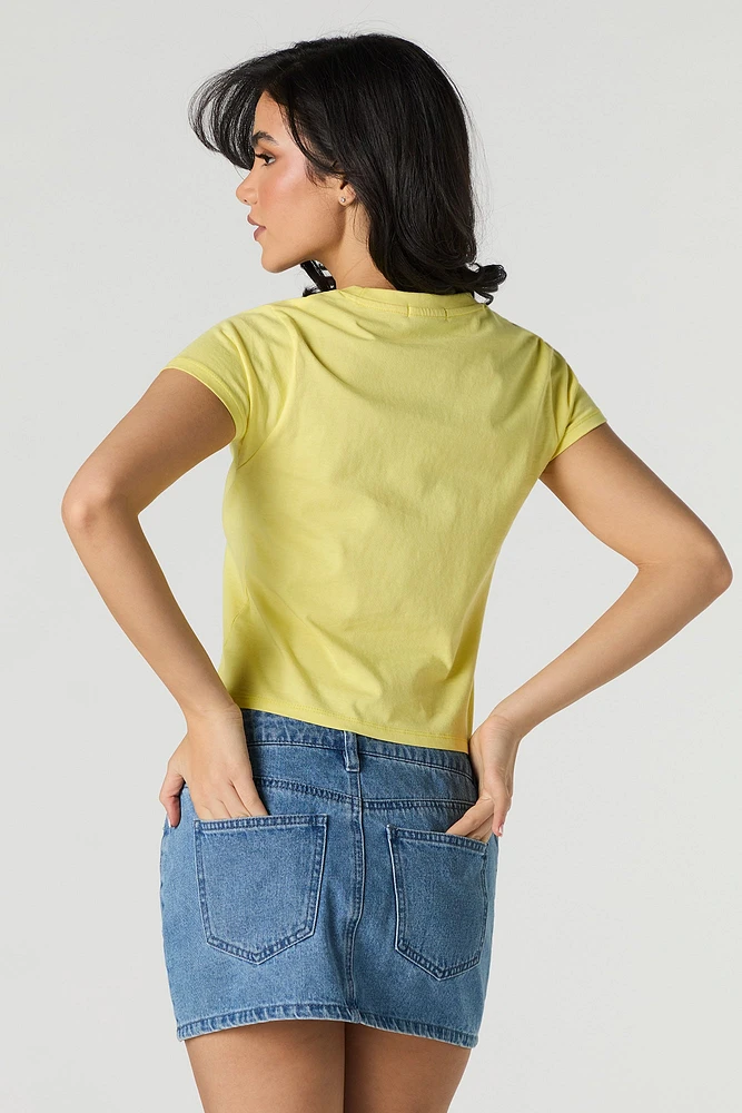 Thanks For Nothing Embroidered Cropped T-Shirt