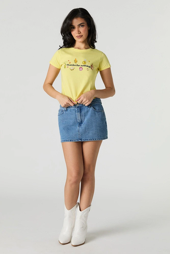 T-shirt court avec motif brodé Thanks For Nothing