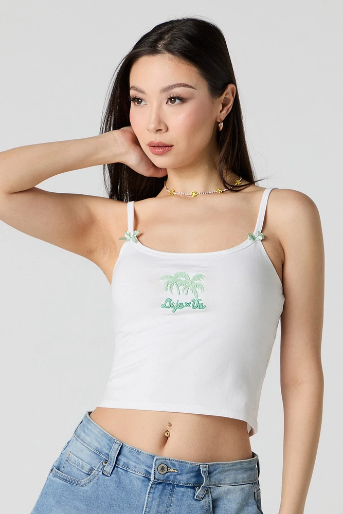 Deja Vu Embroidered Bow Detail Tank