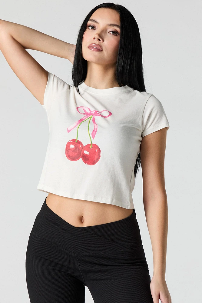 Cherry Graphic Cropped T-Shirt