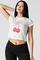 Cherry Graphic Cropped T-Shirt