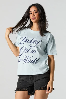 T-shirt à imprimé Luckiest Girl the World