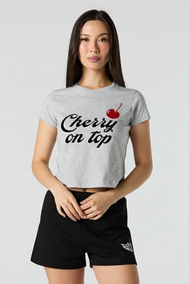 T-shirt ultracourt à imprimé Cherry on Top