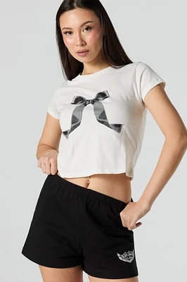 Grey Bow Graphic Baby Tee