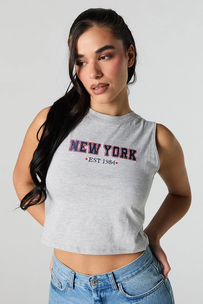 New York Embroidered Relaxed Tank