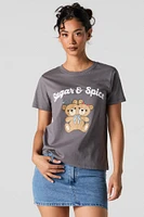 Sugar & Spice Puff Print Graphic Boyfriend T-Shirt