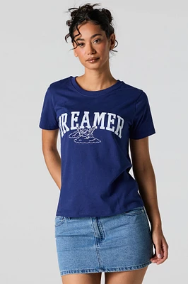 T-shirt coupe garçonne à imprimé Dreamer