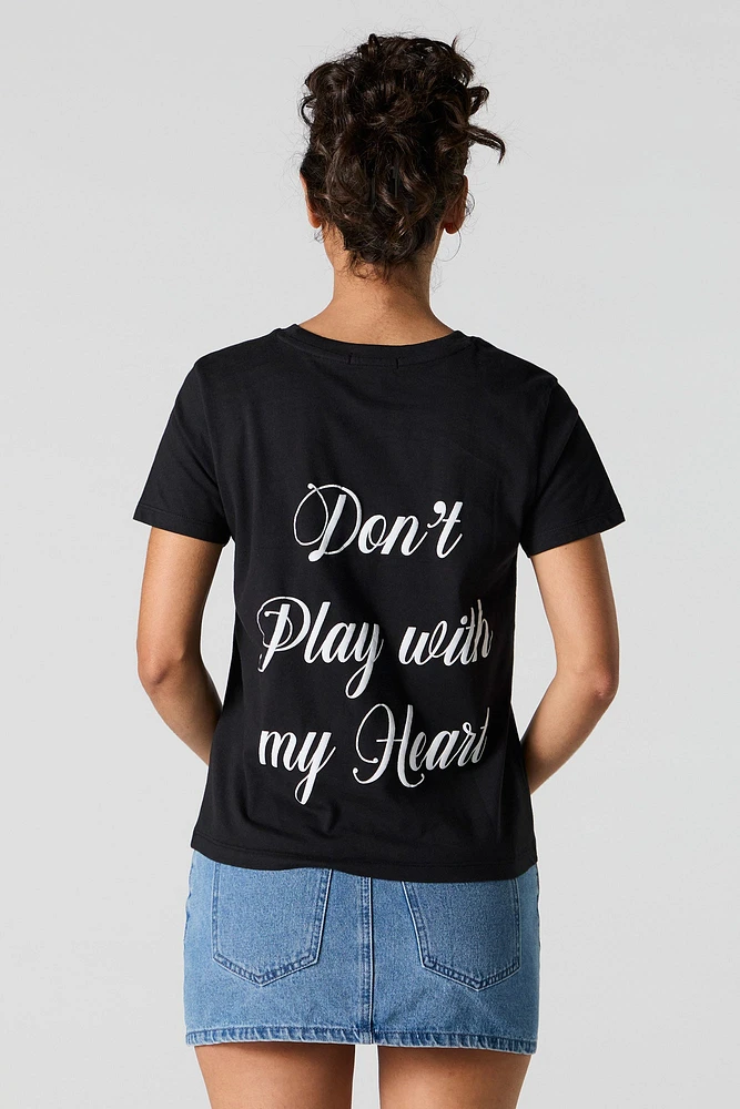 T-shirt coupe garçonne à imprimé Don't Play with My Heart