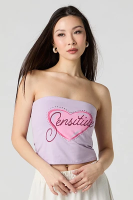 Rhinestone Graphic Tube Top