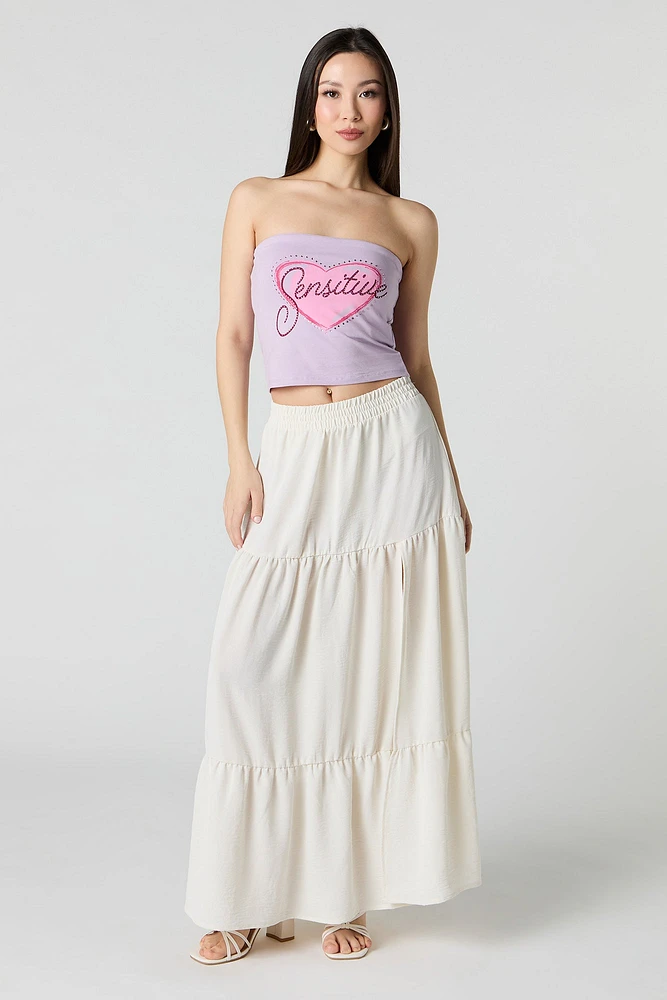 Rhinestone Graphic Tube Top