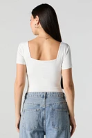 Maillot profilé à manches courtes avec encolure carrée