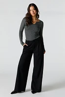 Ribbed Notched Long Sleeve Bodysuit