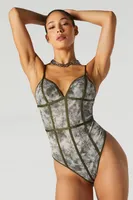 Floral Mesh V-Neck Bodysuit