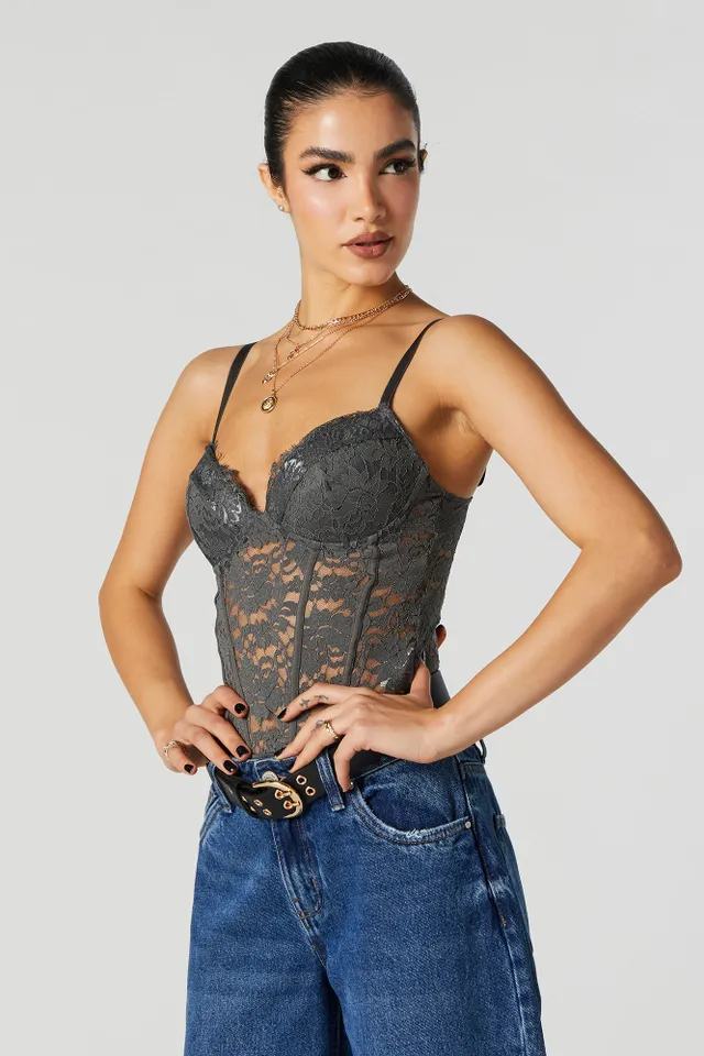 Lace Fishnet Bustier Bodysuit