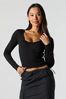 Ribbed Bustier Long Sleeve Top