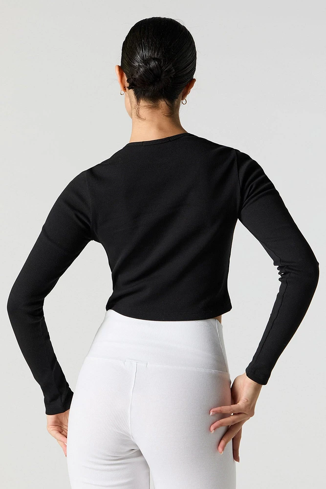 Ribbed Cropped Long Sleeve Top