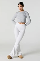 Ribbed Cropped Long Sleeve Top