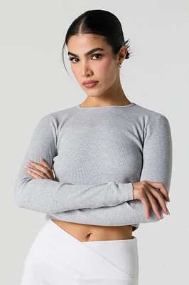 Ribbed Cropped Long Sleeve Top