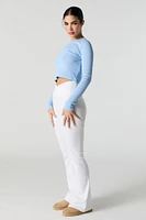Ribbed Cropped Long Sleeve Top