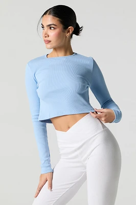 Ribbed Cropped Long Sleeve Top