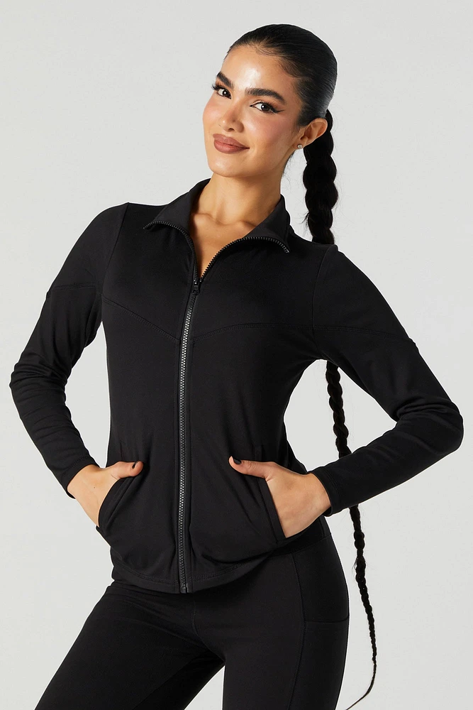 Active Mock Neck Zip-Up Hoodie