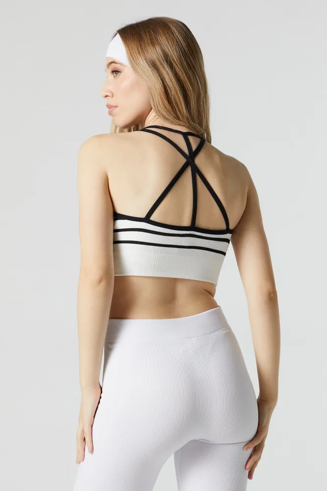 Active Striped Seamless Ribbed Cropped Tank
