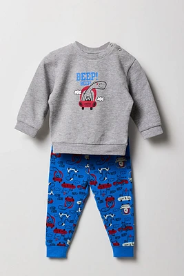 Baby Dino Driver Fleece Sweatshirt & Jogger 2 Piece Set