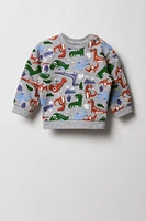 Baby Dino Print Fleece Sweatshirt & Jogger 2 Piece Set