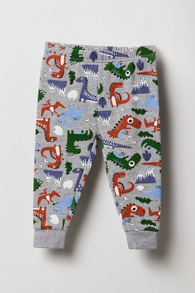 Baby Dino Print Fleece Sweatshirt & Jogger 2 Piece Set