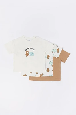 Baby Bear Hugs Graphic Snap Collar T-Shirt (3 Pack)