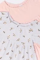 Baby Floral Print Short Sleeve Dress and Underwear (2 Piece Set)