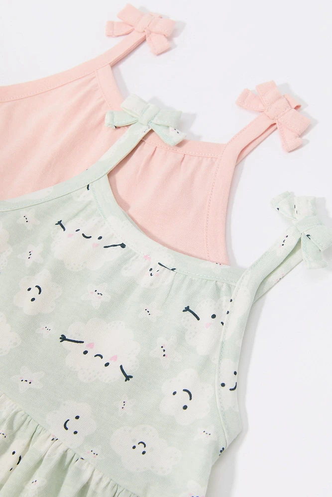 Baby Cloud Print Tiered Dress and Underwear (2 Piece Set)