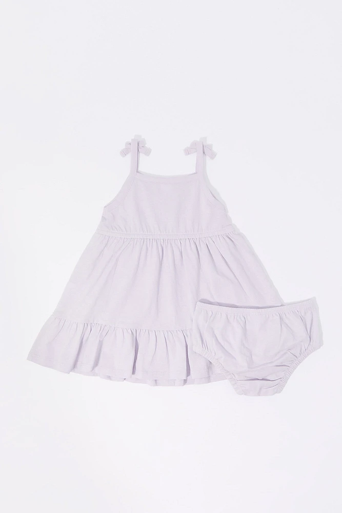 Baby Panda Print Tiered Dress and Underwear (2 Piece Set)