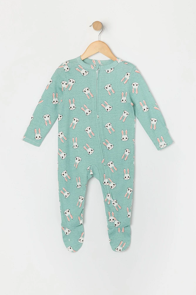 Baby Bunny Print Footed One Piece Pajama (2 Pack)