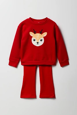 Ensemble avec chandail et collants en molleton imprimé pour toute-petite