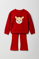 Ensemble avec chandail et collants en molleton imprimé pour toute-petite