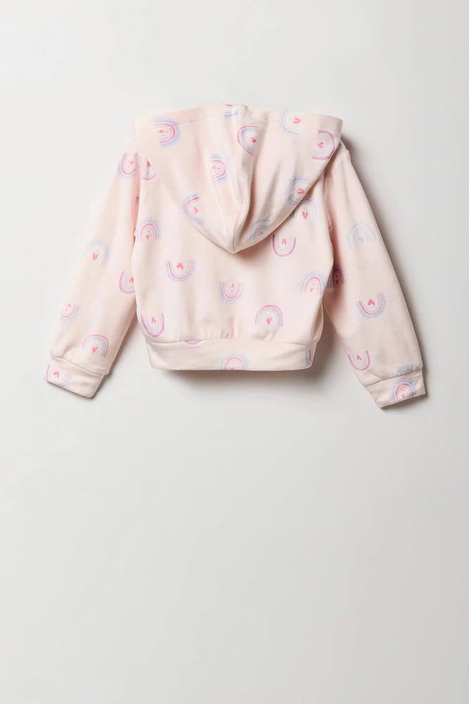 Toddler Girl Velour Zip-Up Hoodie