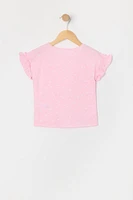 Toddler Girl Polka Dot Print Ruffle Sleeve T-Shirt