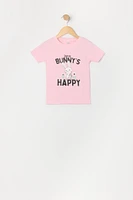 Toddler Girl Happy Bunny 2 Piece Pajama Set