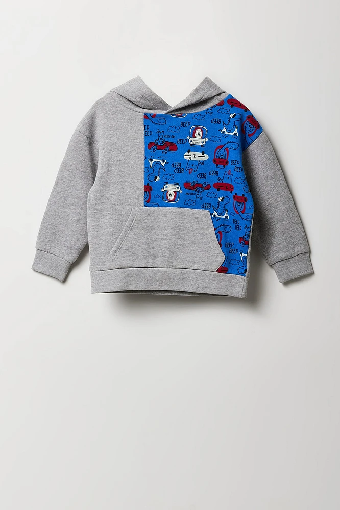 Toddler Boy Printed Colourblock Fleece Hoodie