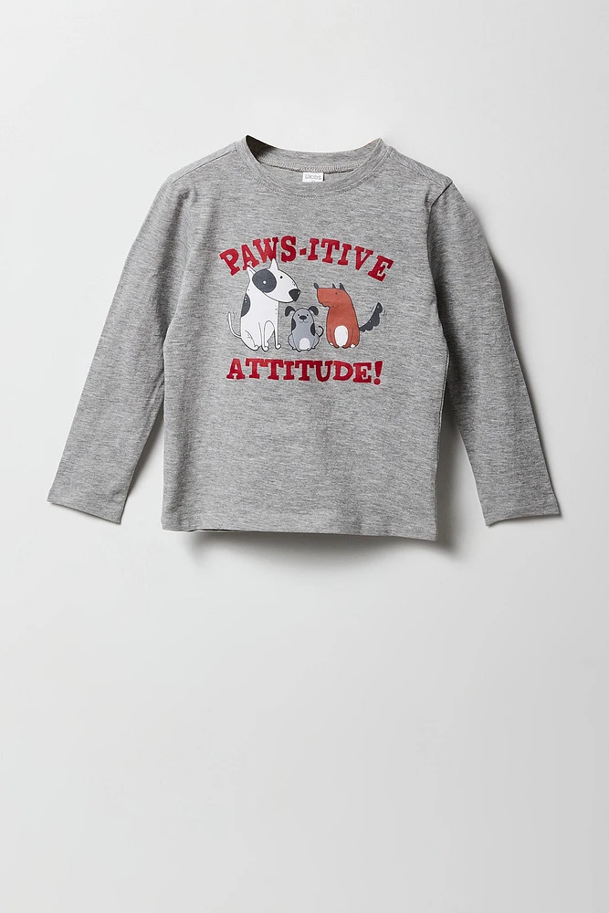 Toddler Boy Paws-itive Graphic Long Sleeve Top