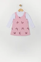 Ensemble avec robe et haut à manches longues en tricot motif Papillon pour bébé