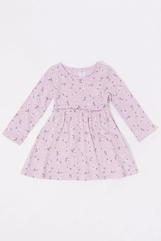 Robe fleurie à manches longues pour bébé