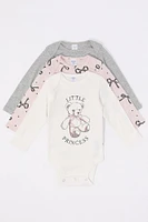 Baby Little Princess Graphic Long Sleeve Onesie (3 Pack)