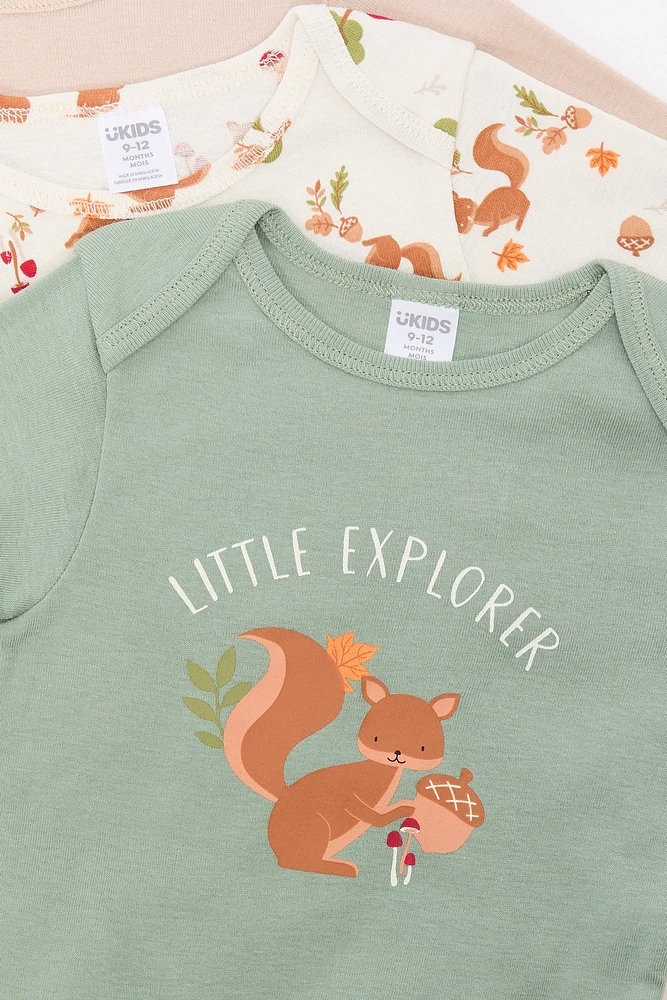 Combinaison à manches longues avec imprimé Little Explorer pour bébé (Paquet de 3)