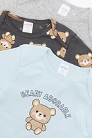 Combinaison à manches longues avec imprimé Beary Adorable pour bébé (Paquet de 3)