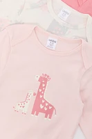 Baby Giraffe Graphic Long Sleeve Onesie (3 Pack)