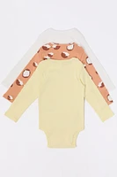 Baby Hedgehog Graphic Long Sleeve Onesie (3 Pack)