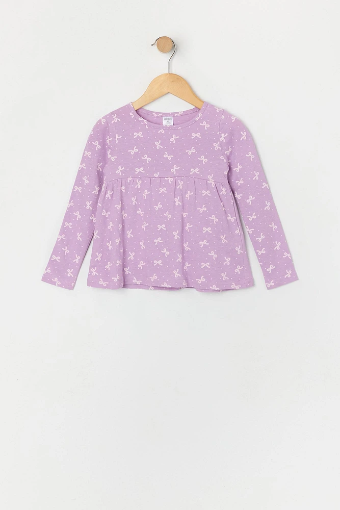 Toddler Girl Printed Peplum Long Sleeve Top